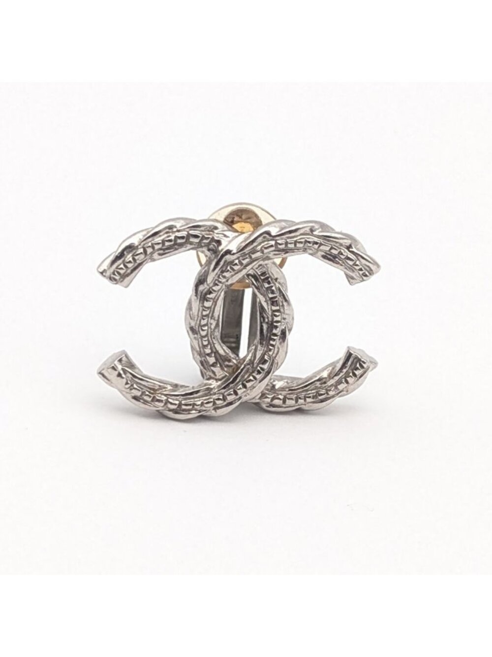 Chanel Earrings CC Logo Silver Twist Recent